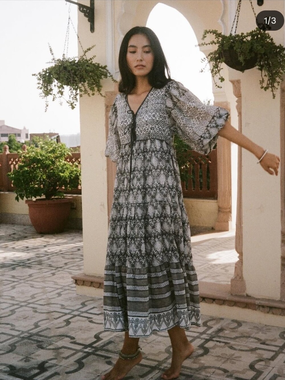 Daughters of india jasmine dress in charcoal, xlarge